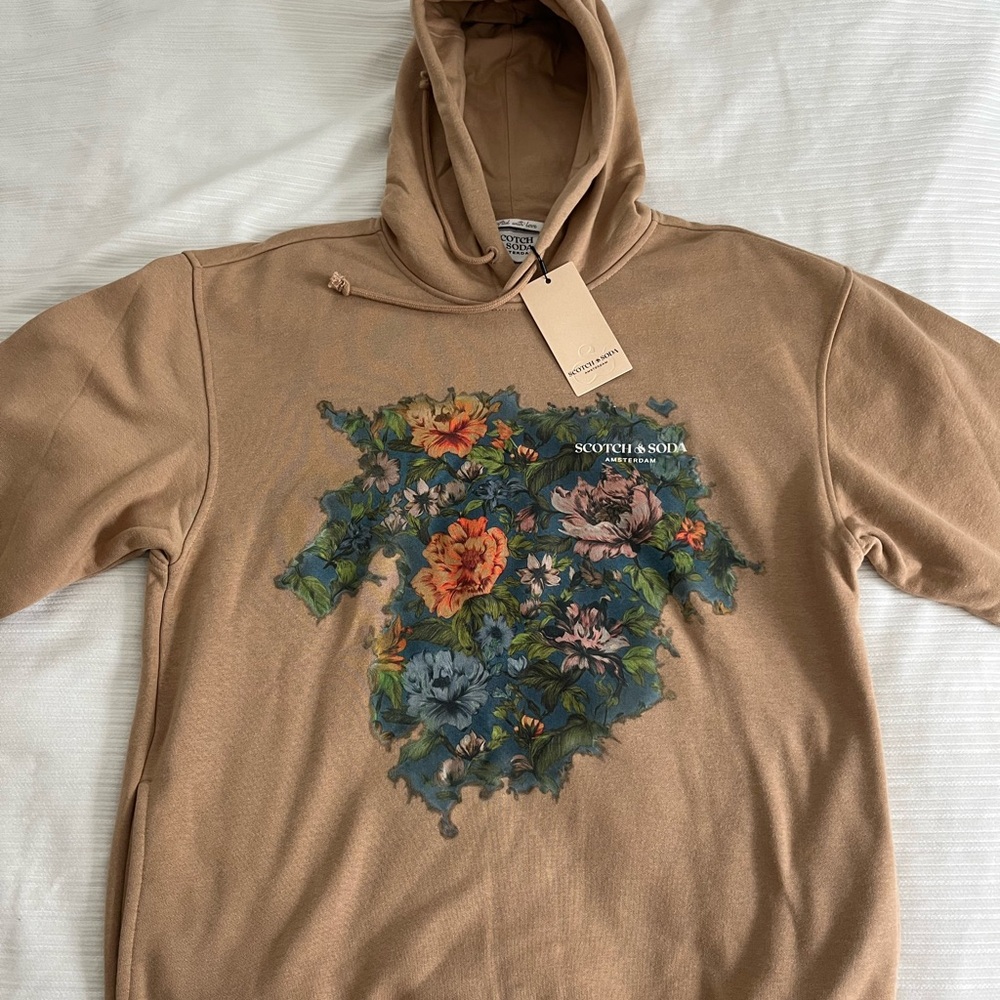 Scotch & Soda Brown Hoodie with Floral Print